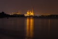 Electrical power plant near sea coat at night, Rayong, Thailand Royalty Free Stock Photo