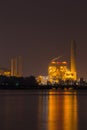 Electrical power plant near sea coat at night, Rayong, Thailand Royalty Free Stock Photo