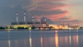 Electrical power plant in night Royalty Free Stock Photo