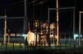 Electrical power plant by night Royalty Free Stock Photo