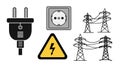 Electrical Power and Safety Icons Set Royalty Free Stock Photo