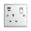 Electrical power socket with USB and USB type C