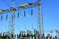 Electrical power station with blue sky. Royalty Free Stock Photo