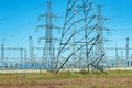 Electrical power station view against blue sky Royalty Free Stock Photo