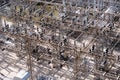 Electrical power substation, transformers, insulators Royalty Free Stock Photo