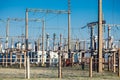 Electrical power transformer in high voltage substation Royalty Free Stock Photo