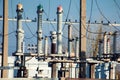 Electrical power transformer in high voltage substation Royalty Free Stock Photo