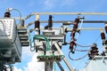 Electrical power transformer in substation Royalty Free Stock Photo