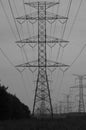 Electrical Power transmission Tower in black and white