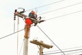 An electrical power utility worker Royalty Free Stock Photo