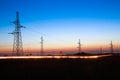 Electrical powerlines at dusk Royalty Free Stock Photo