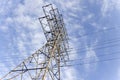 Electrical pylon against blue sky