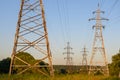 Electrical pylon and high voltage power lines Royalty Free Stock Photo