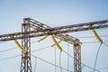 Electrical pylon and high voltage power lines Royalty Free Stock Photo
