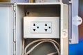 Electrical receptacle plug connection box Royalty Free Stock Photo