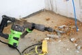 Electrical renovation work, hammer drillsin renovation room