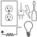Electrical Repair Electrician Symbol Icons Set