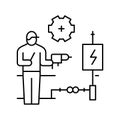 electrical rewiring line icon vector illustration