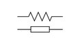 Electrical schematic symbols for resistor: zigzag resistor icon and IEC rectangular resistor symbol in black vector lines on white Royalty Free Stock Photo