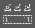 Electrical scooter charging station zone, eco friendly vehicle flat vector illustration