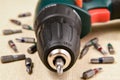 Electrical screwdriver with drill bits Royalty Free Stock Photo