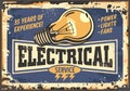 Electrical service and maintenance retro sign