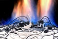 Electrical short circuit. Electric network overload Royalty Free Stock Photo