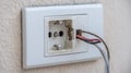 Electrical Short Circuit in a House Caused by a Burning Wire and Damaged Socket Plug Resulting in a Potential Fire Royalty Free Stock Photo