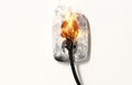 Electrical short circuit leading to plug ignition Royalty Free Stock Photo