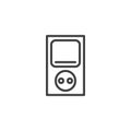 Electrical socket with power switch line icon