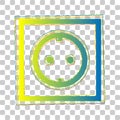 Electrical socket sign. Blue to green gradient Icon with Four Roughen Contours on stylish transparent Background. Illustration Royalty Free Stock Photo