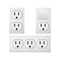 Electrical socket Type B with switch. Power plug. Canada and Mexico. The lights push on and off. Royalty Free Stock Photo