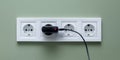 Electrical socket white on four jacks Royalty Free Stock Photo