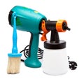 Electrical spray gun for coloration, for color pulverization and a paintbrush Royalty Free Stock Photo