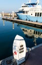 Electrical station outlets to charge ships in harbor