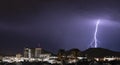 Electrical Storm Lightning Striking over Downtown Tucson Arizona United States Royalty Free Stock Photo