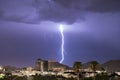 Electrical Storm Lightning Striking over Downtown Tucson Arizona United States Royalty Free Stock Photo