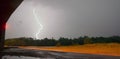 Electrical Storm Thunderstorm Lightning Texas River Highway Over Royalty Free Stock Photo