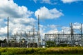 electrical sub-station under a cloudy sky Royalty Free Stock Photo