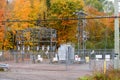 Electrical substation in the countryside in autumn Royalty Free Stock Photo