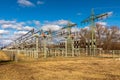 Electrical substation near a hydroelectric power station Royalty Free Stock Photo