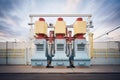 electrical substation transformer at a hydroelectric facility