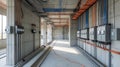 Electrical system insallation in a building construction in process Royalty Free Stock Photo