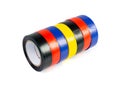 Electrical Tape Isolated, Plastic Duct Tape Rolls, Colored Adhesive Tapes on White Background Royalty Free Stock Photo