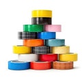 Electrical Tape Isolated, Plastic Duct Tape Rolls, Colored Adhesive Tapes on White Background Royalty Free Stock Photo