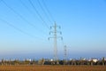 Electrical tower in field Royalty Free Stock Photo