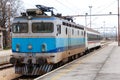 Electrical train on train station in eastern Europe