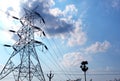 Electrical transmission tower with sky Royalty Free Stock Photo