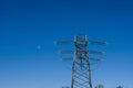 Electrical transmission tower with wires Royalty Free Stock Photo