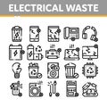 Electrical Waste Tools Collection Icons Set Vector